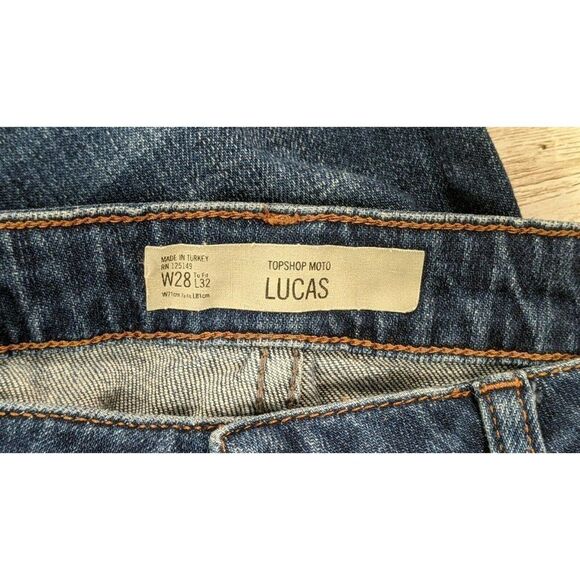 Topshop Womens Size W28 L32 Blue Distressed Mid Rise Skinny Denim Jeans - Picture 7 of 10